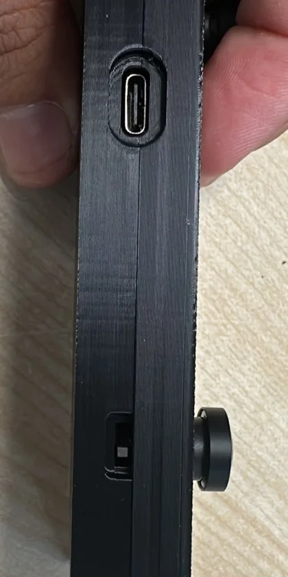 Bottom of Trinet Stereo: mute switch moved away from the USB-C port (muted)